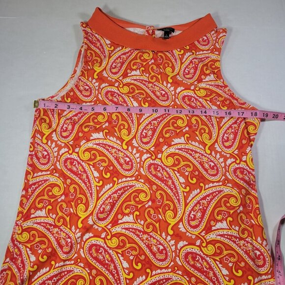 Talbots Women Red/Yellow Sleeveless Paisley Print Cotton Blend Collared Top Sz L - Picture 7 of 9